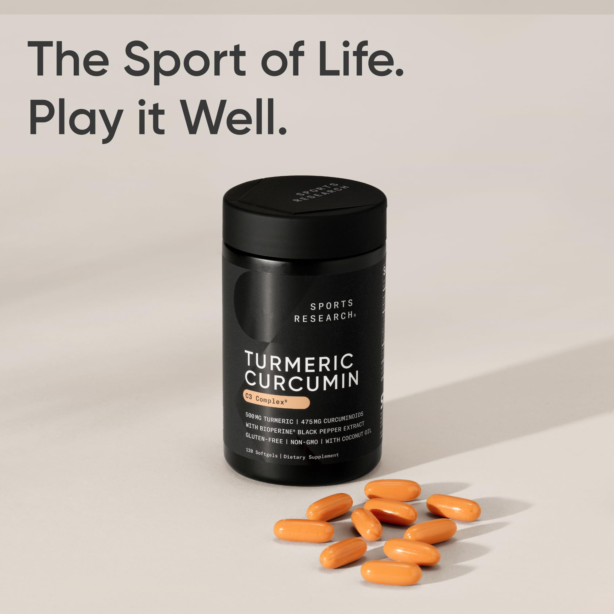 Sports Research Non-GMO gluten-free label, supports dietary choices.