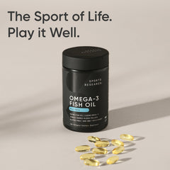 Sports Research compact packaging makes travel-friendly omega-3 easy to carry.