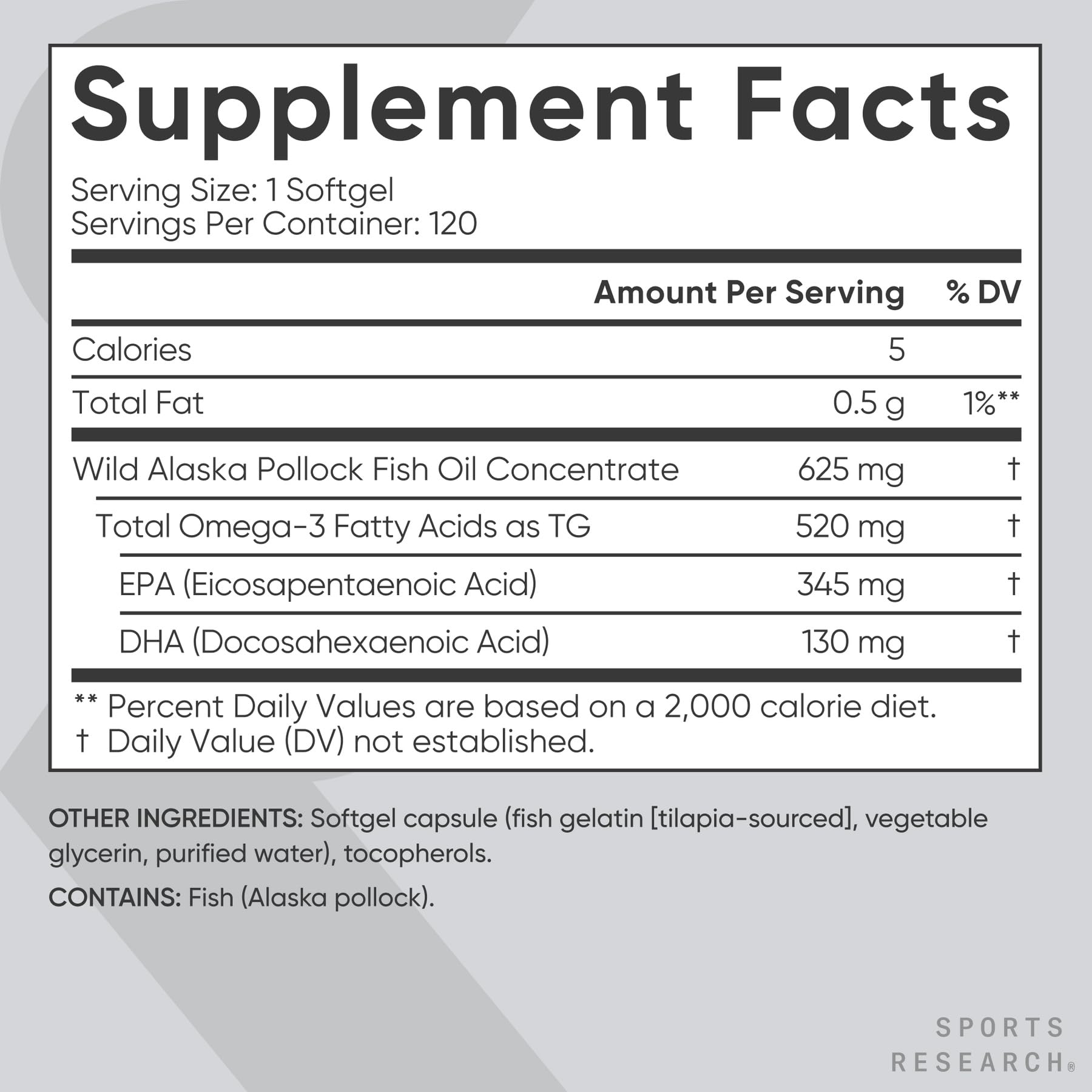 Sports Research hexane-free omega-3 capsules support clean ingredient standards.
