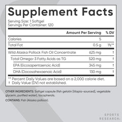 Sports Research hexane-free omega-3 capsules support clean ingredient standards.