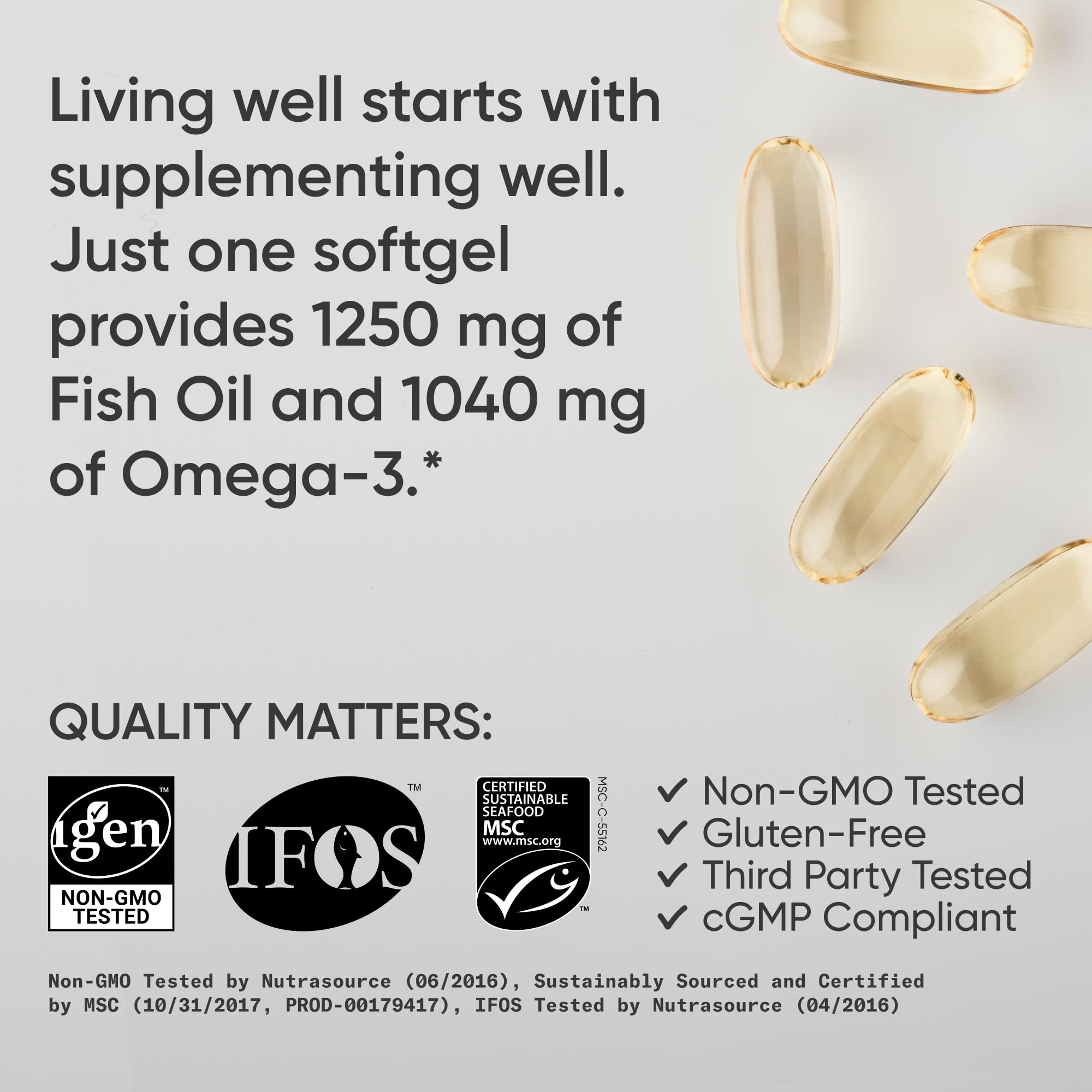 Sports Research Omega-3 label info shows MSC certification and sustainability