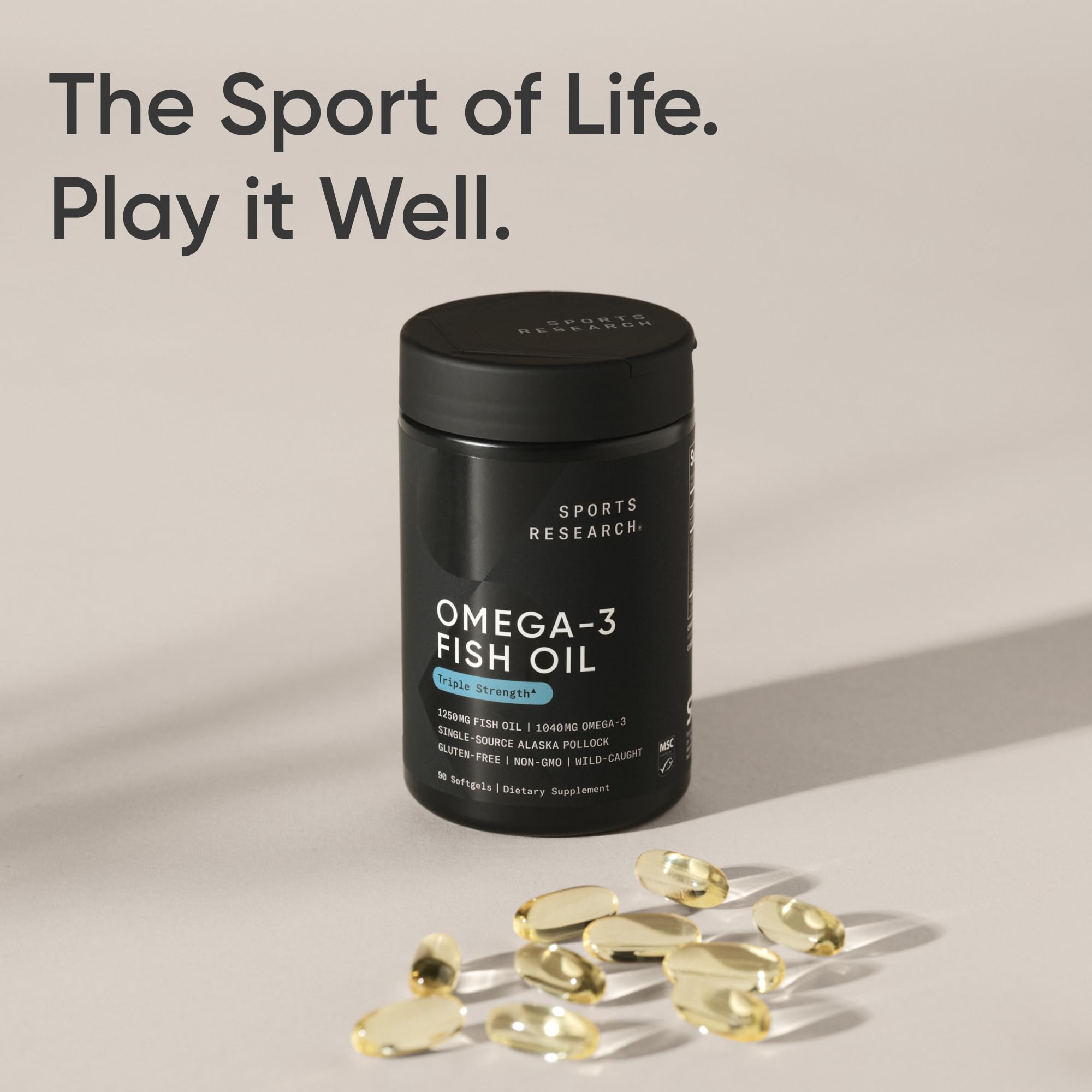 Sports Research Omega-3 USA-made facility badge signals quality control