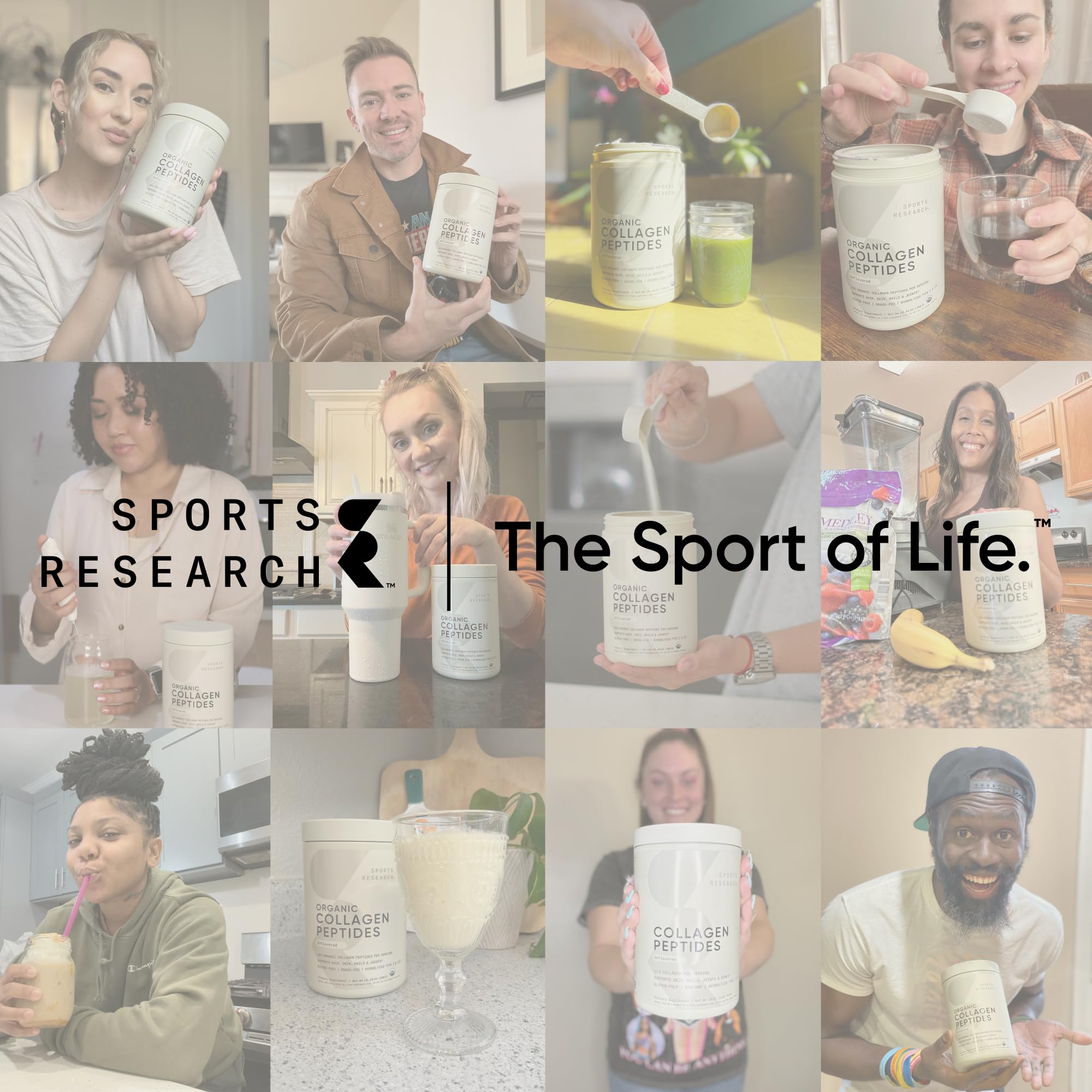 Sports Research Collagen Powder packaging emphasizes sustainable sourcing and eco-conscious production