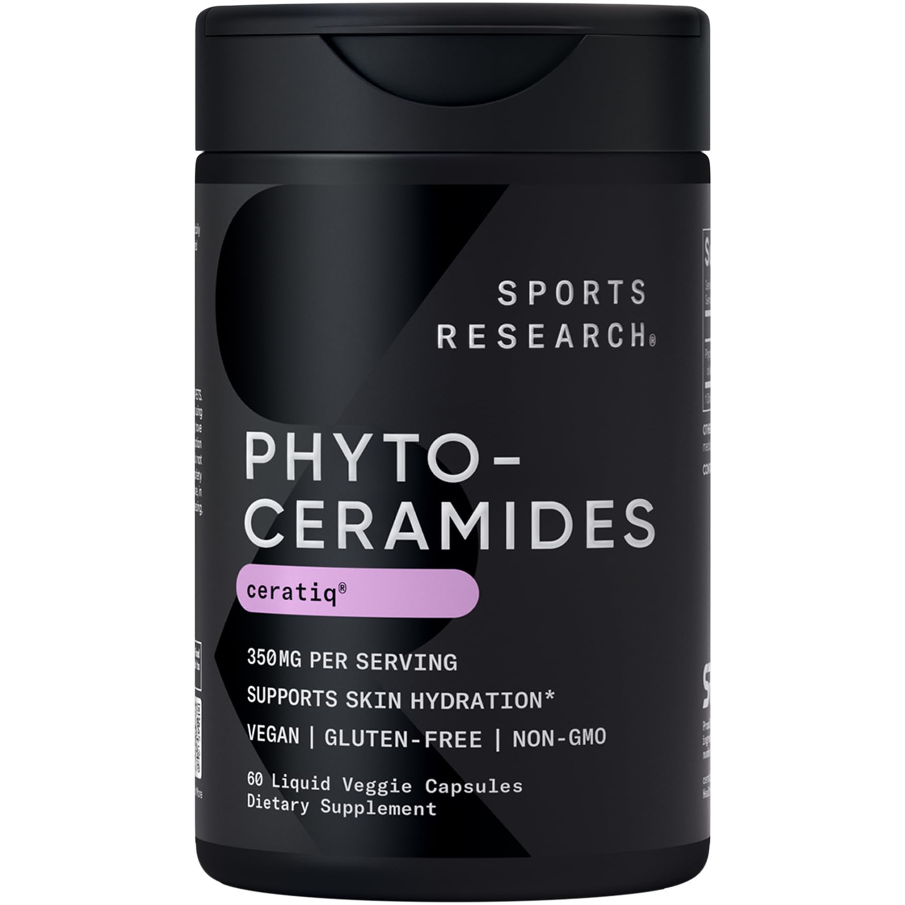 Sports Research Phytoceramides bottle front showing plant-based hydration support.
