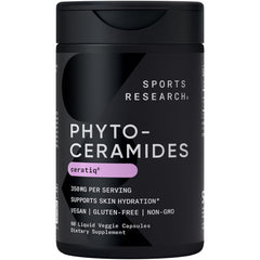 Sports Research Phytoceramides bottle front showing plant-based hydration support.