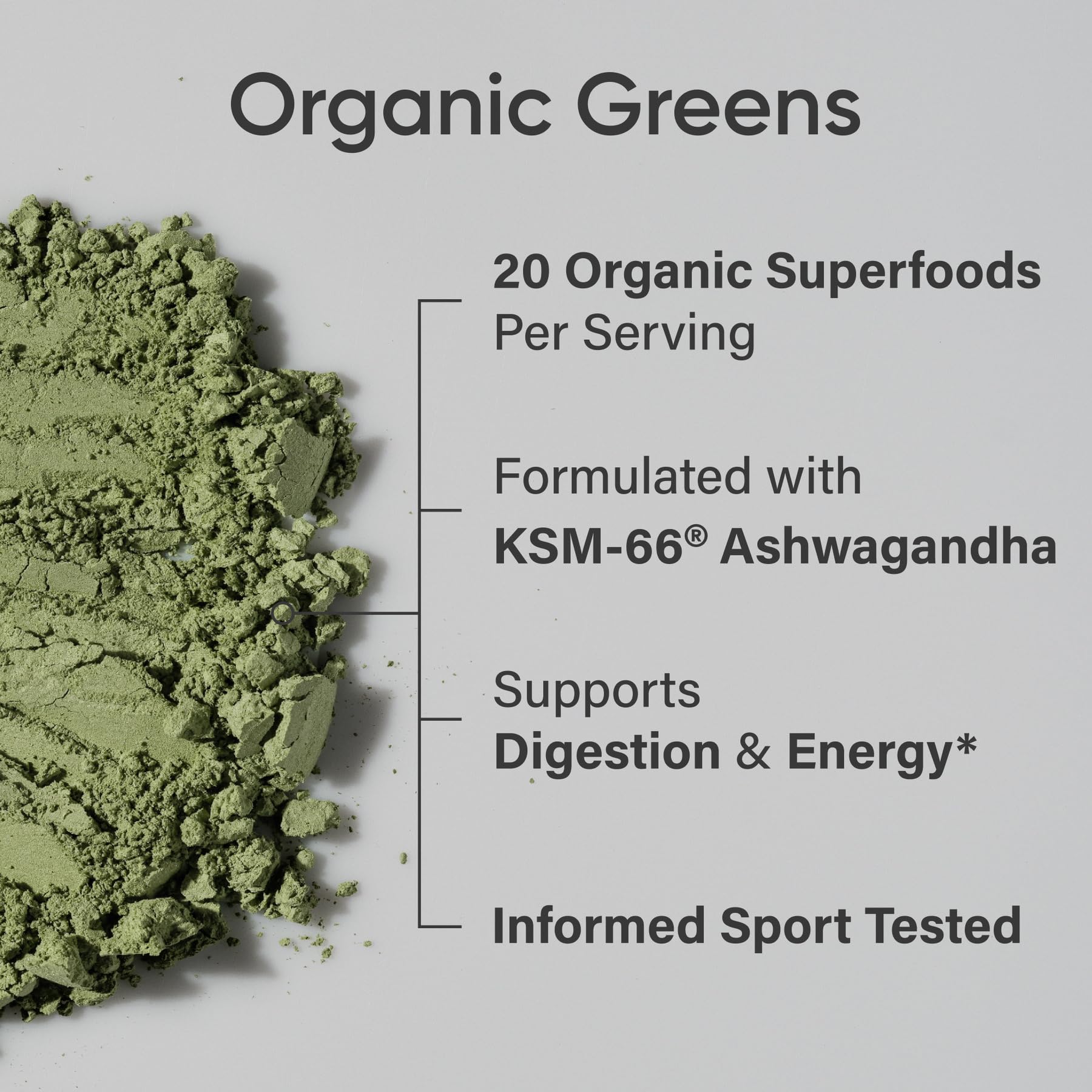 Sports Research Pineapple Coconut Greens spoon mix, emphasizing prebiotic digestion and smooth texture