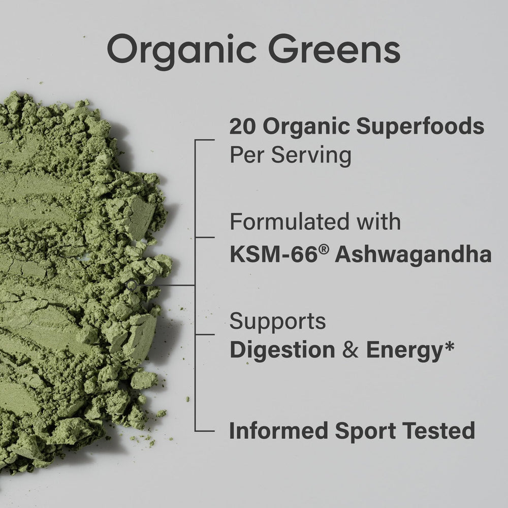 Sports Research Pineapple Coconut Greens spoon mix, emphasizing prebiotic digestion and smooth texture