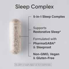 Sports Research Sleep Complex capsules close-up highlighting plant-based sleep support.