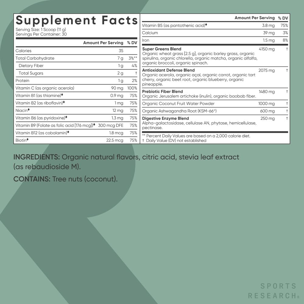 Sports Research spirulina and chlorella blend boosts plant-based nutrition in smoothies.