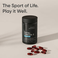 Sports Research Total Omega-3 Alaskan fish oil component visual shows a multi source blend