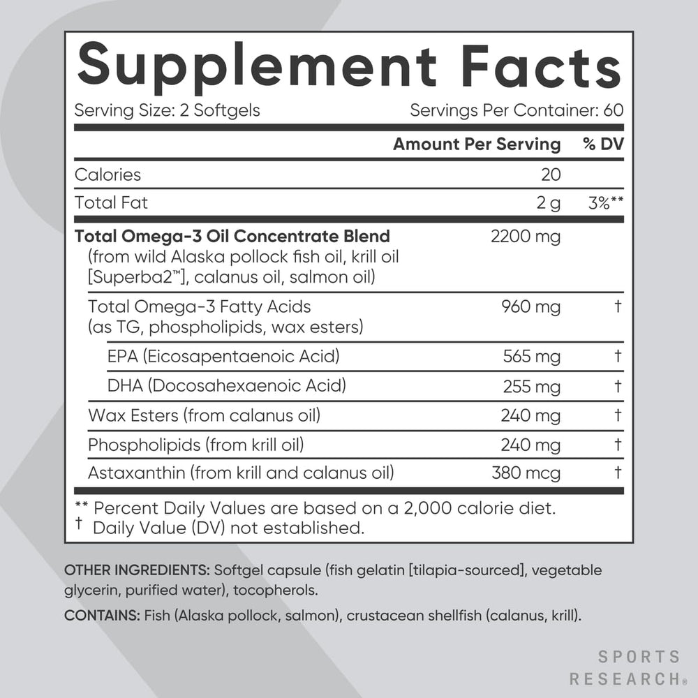 Sports Research Total Omega-3 purity seal close-up indicating third party testing
