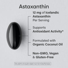 Sports Research astaxanthin capsules close-up, vegan softgels for daily antioxidant support.