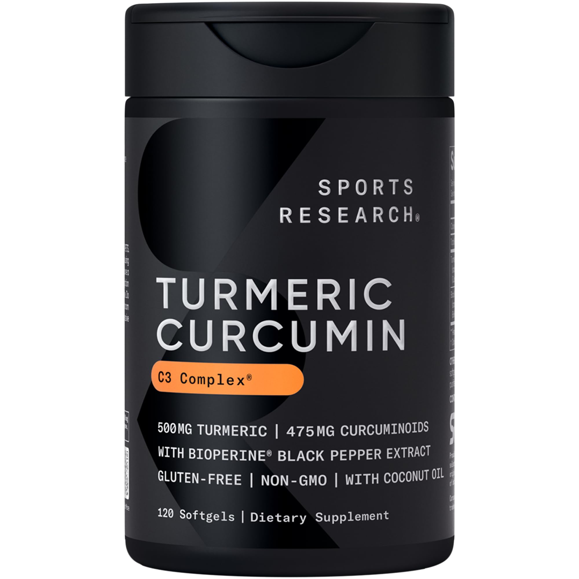 Sports Research Turmeric Curcumin C3 Complex bottle on shelf, premium daily wellness support.