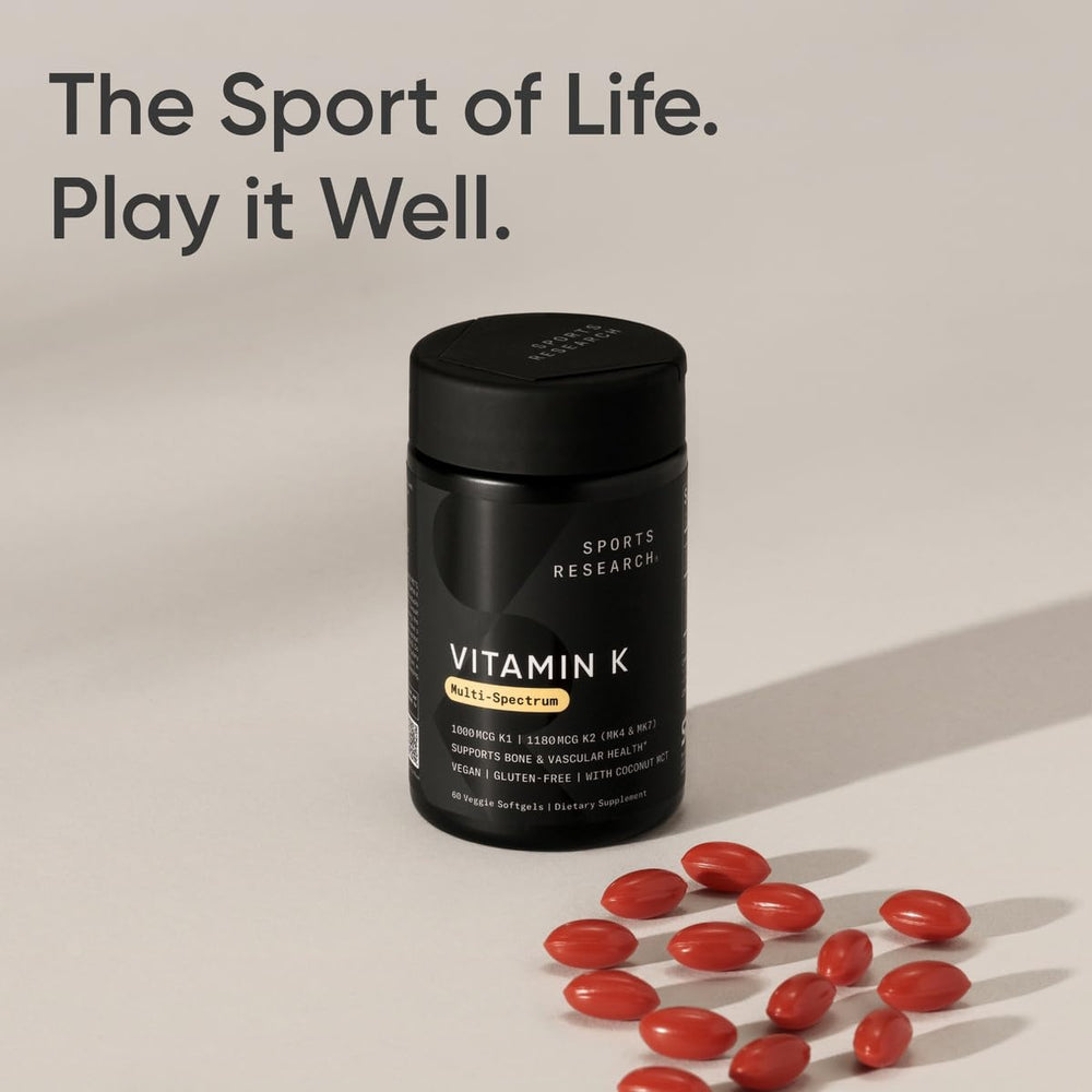 Sports Research vegan capsule emphasizes cruelty-free, plant-based nutrition in a compact softgel.