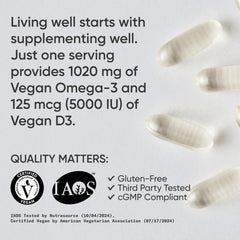 Sports Research vegan omega-3 D3 softgels close-up of individual capsules for everyday use.