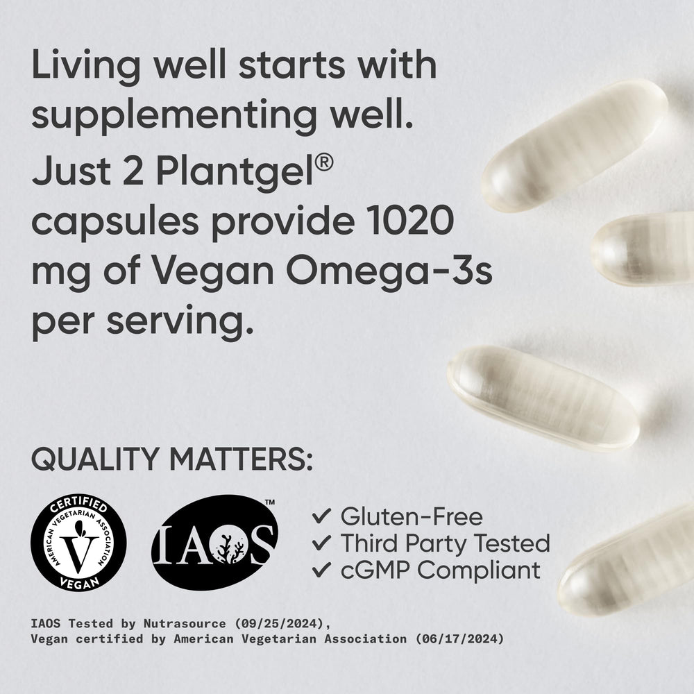 Sports Research Vegan Omega-3 non-GMO verified pack signals trust in plant-based nutrition.