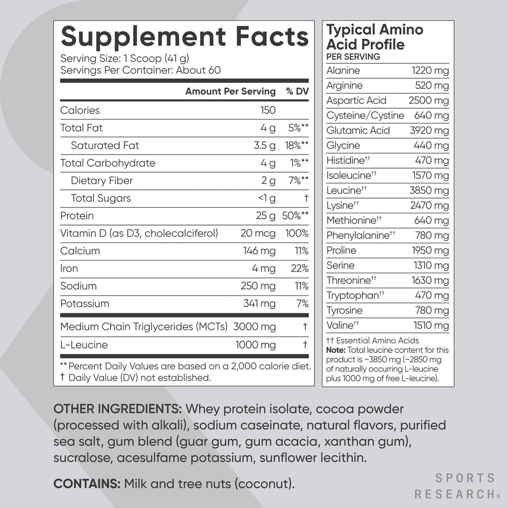 Sports Research Whey Protein coffee creamer boosts daily protein intake.