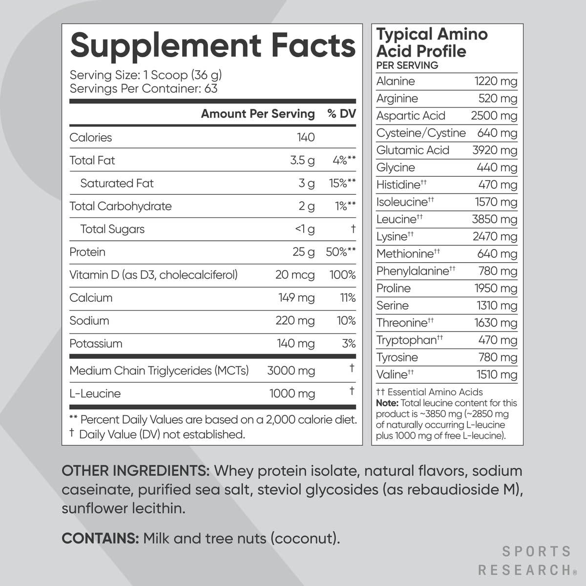 Sports Research Whey Protein Isolate vanilla baking addition for recipes