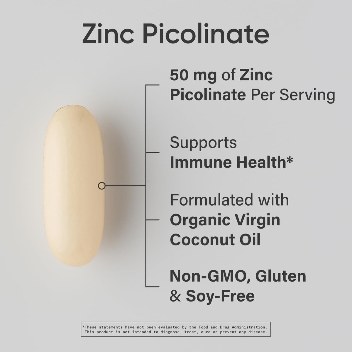 Softgel capsule close-up showing high-potency zinc picolinate.