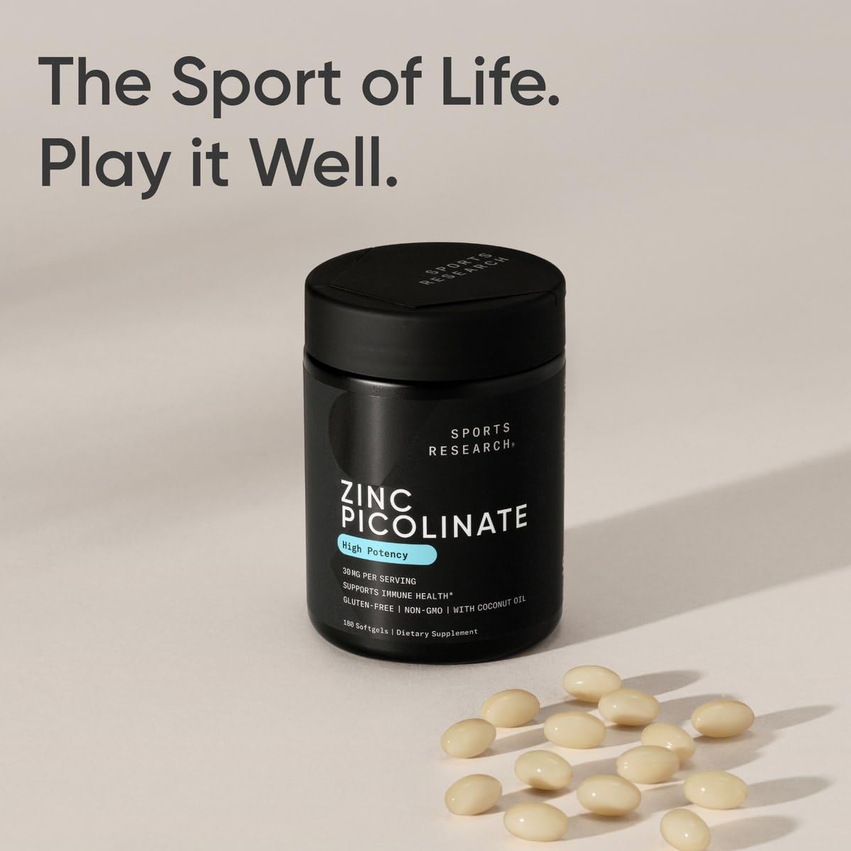 Made in USA seal on Sports Research Zinc Picolinate packaging