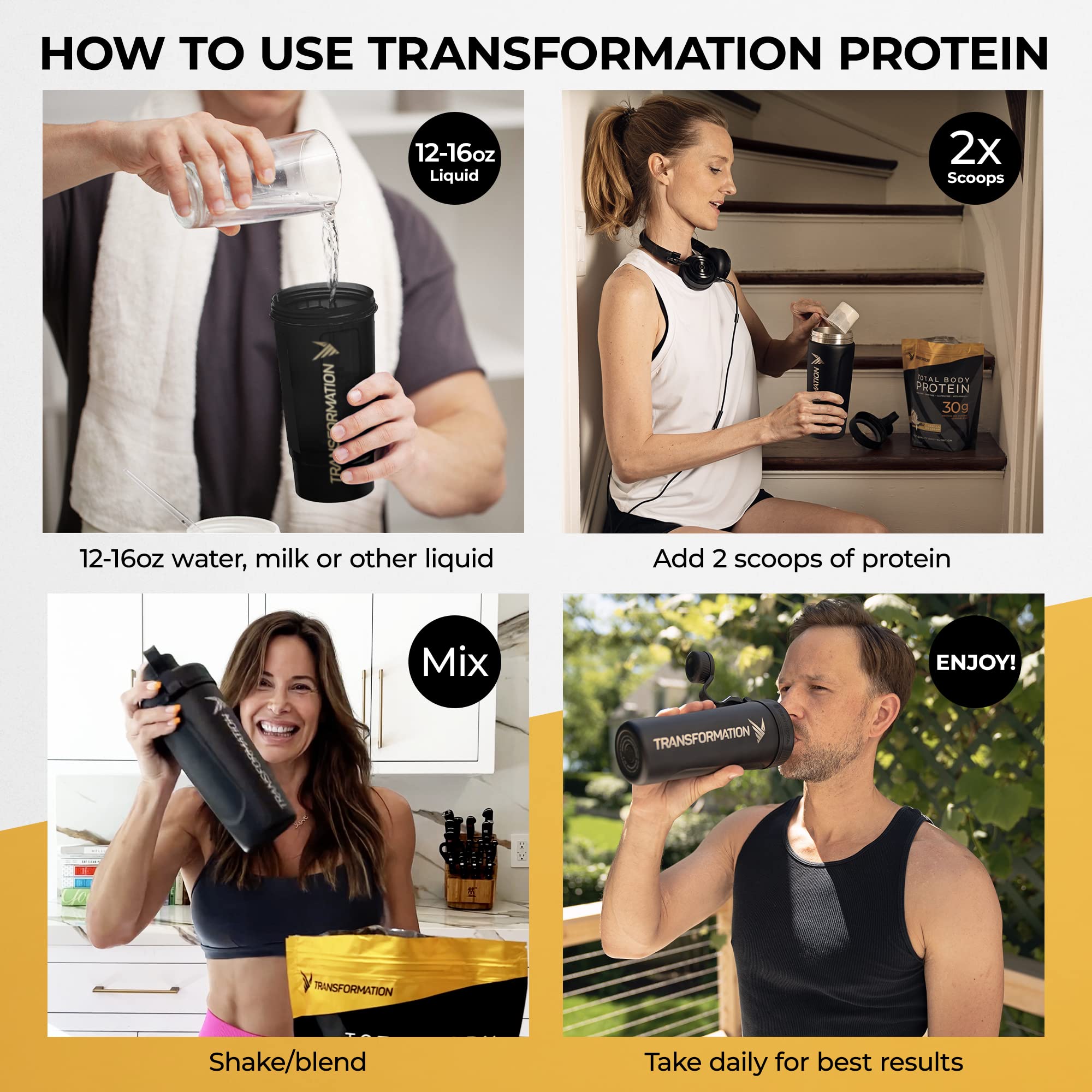 SPR BODY Transformation Protein Super Blend shake being prepared for a quick, low carb meal