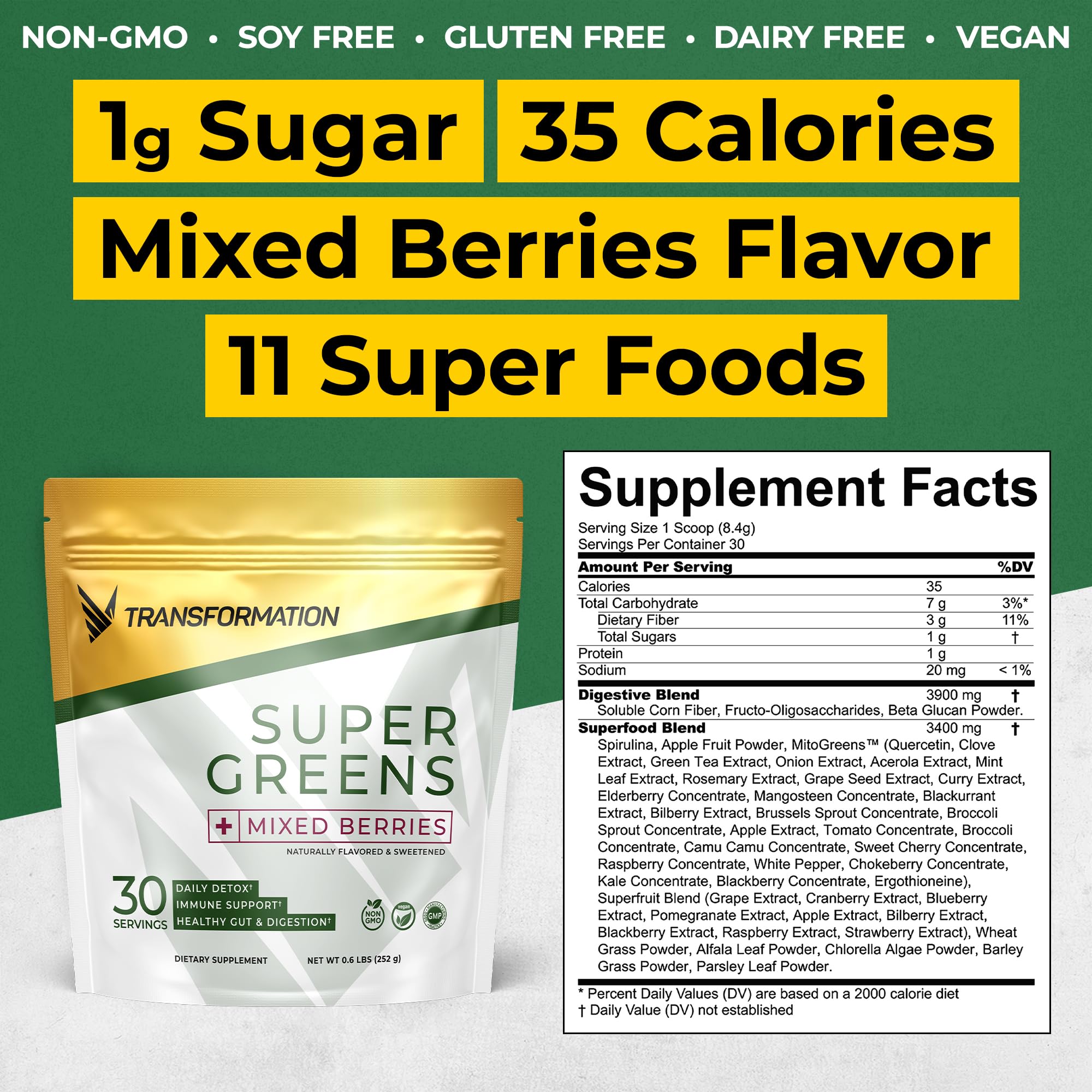 SPR BODY Transformation Super Greens scoop convenient daily portion for nutrient intake