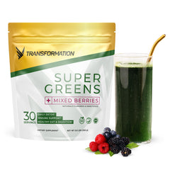 SPR BODY Transformation Super Greens tub displaying vibrant greens for daily wellness support