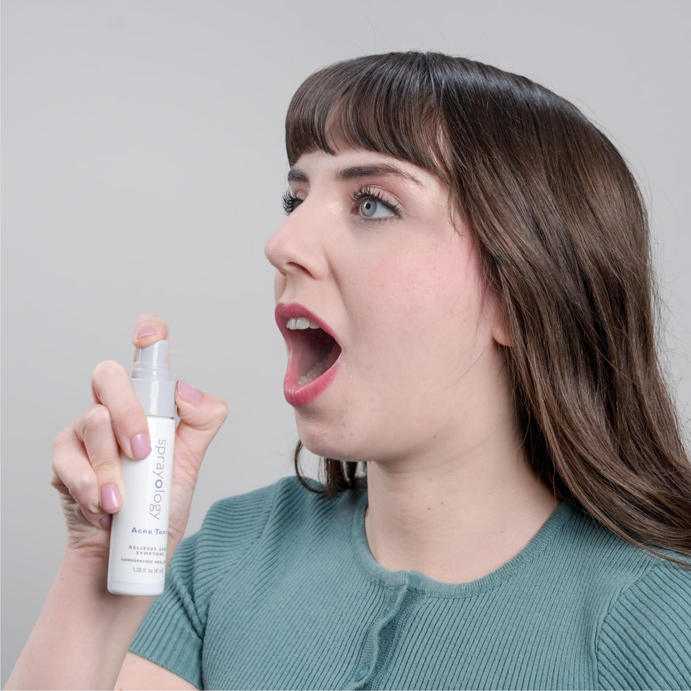 Sprayology Acne Tonic in use scene ready for quick acne support