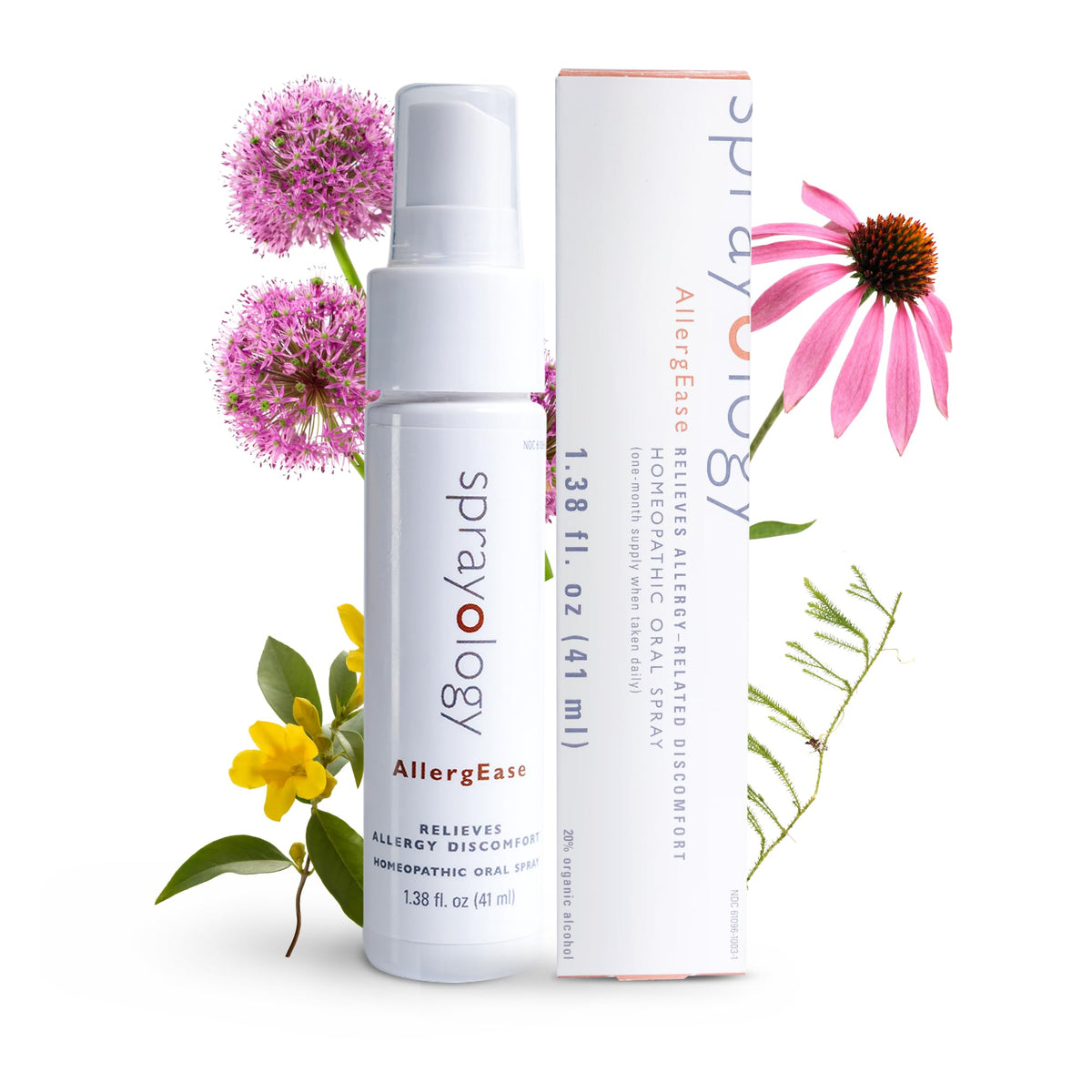 Sprayology AllergEase spray bottle front view for quick allergy relief