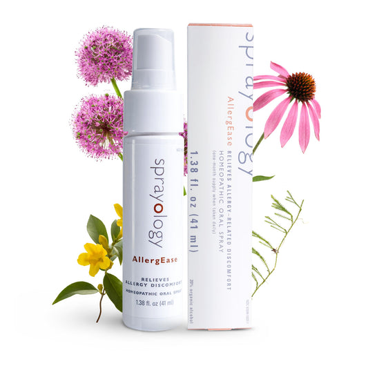Sprayology AllergEase spray bottle front view for quick allergy relief