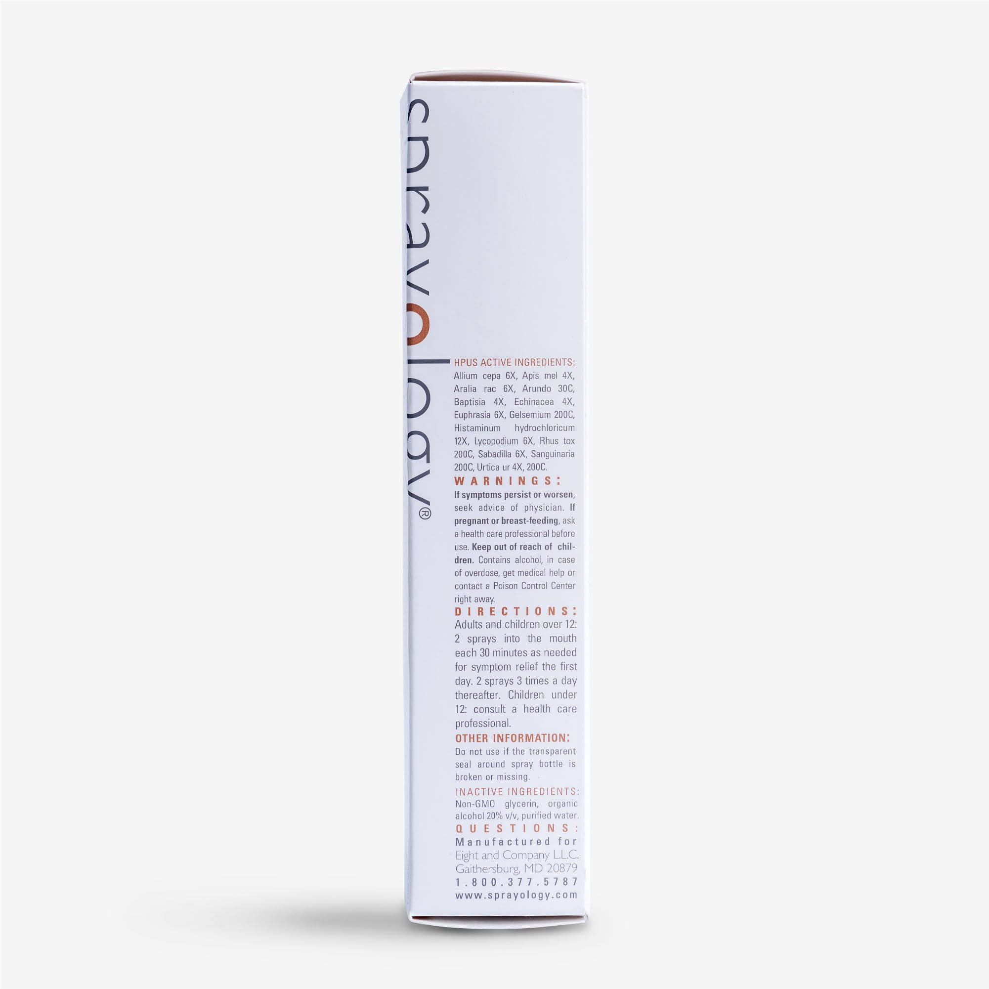 Sprayology AllergEase usage instructions panel for at-home relief
