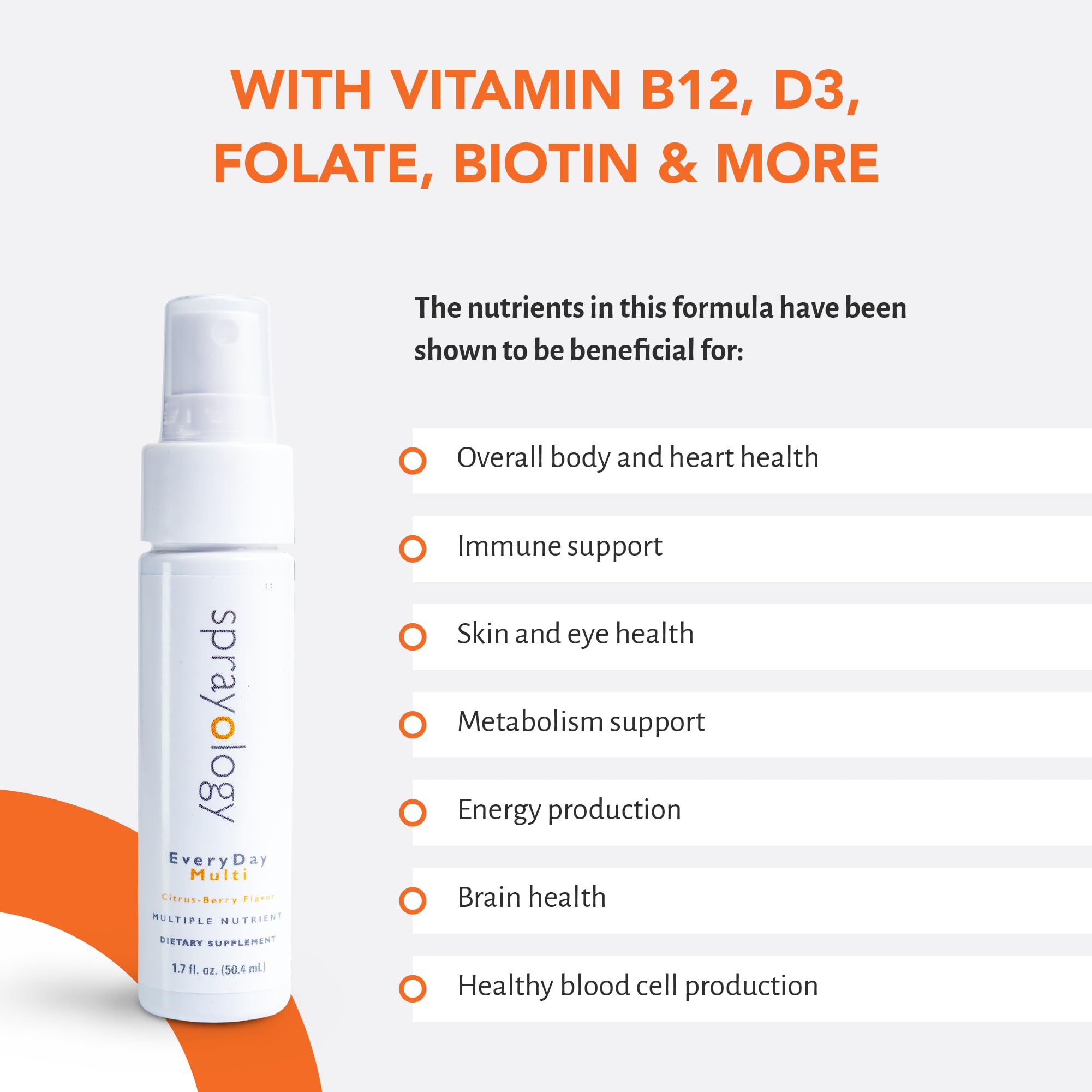 Sprayology Everyday Multi Spray Citrus-Berry flavor for tasty, convenient intake.