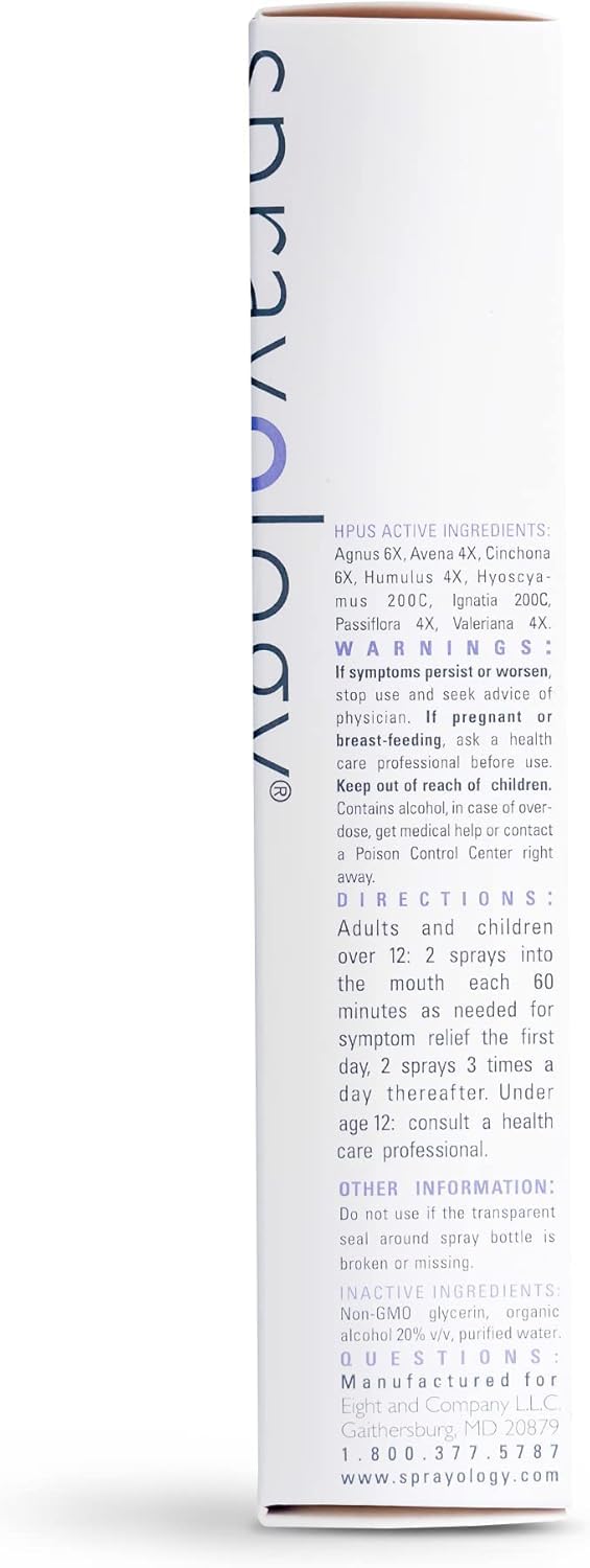 Sprayology StressRelief label emphasizes vegan, gluten-free, lactose-free formulation