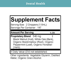 SPRIGS Dental Health Tincture packaging highlighting fluoride-free formula
