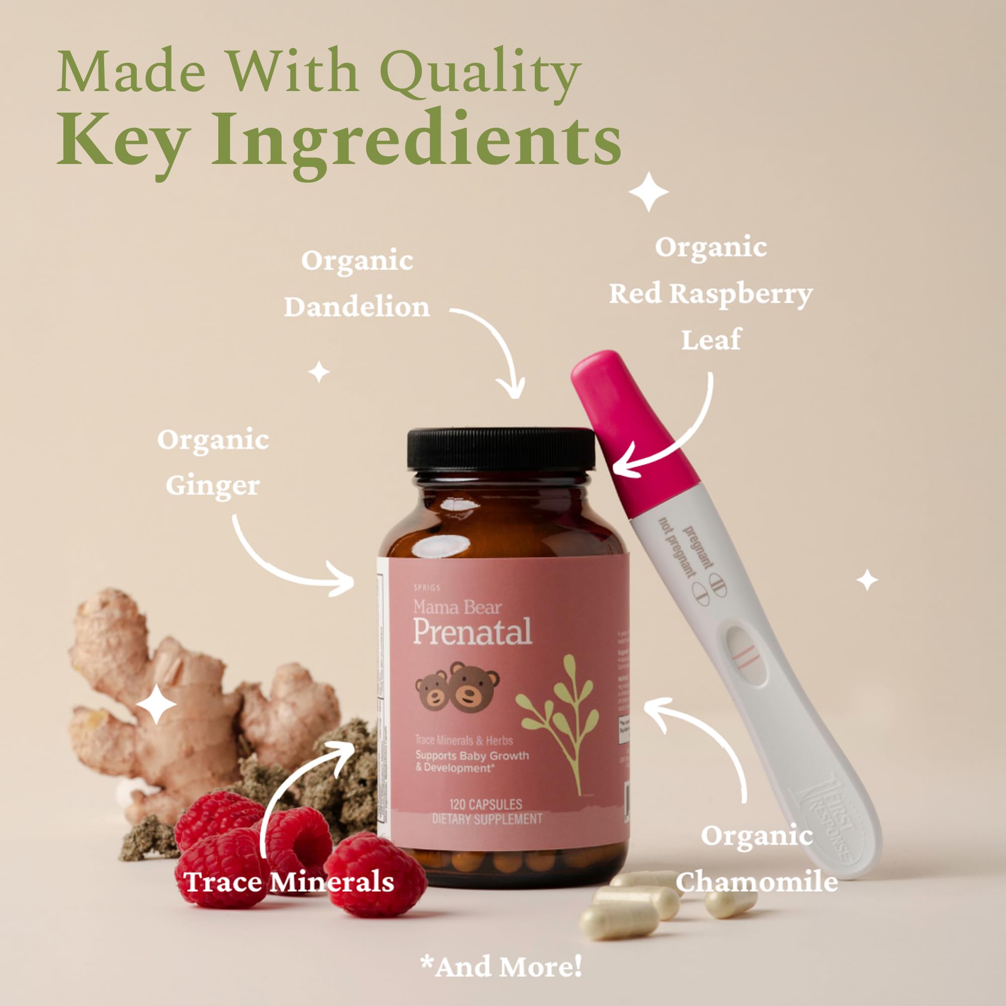 SPRIGS label nutrition facts panel emphasizing clean ingredients and no artificial additives.
