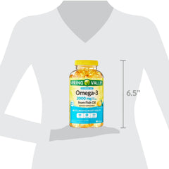 Spring Valley Omega-3 bottle back with dosage information for planning.
