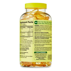 Spring Valley omega-3 bottle shown beside daily serving reminder.