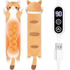 Sprinqdawin orange cat heating pad, front view, plush warmth for comfort