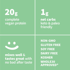 Sprout Living pea protein label shows third-party testing and clean ingredients