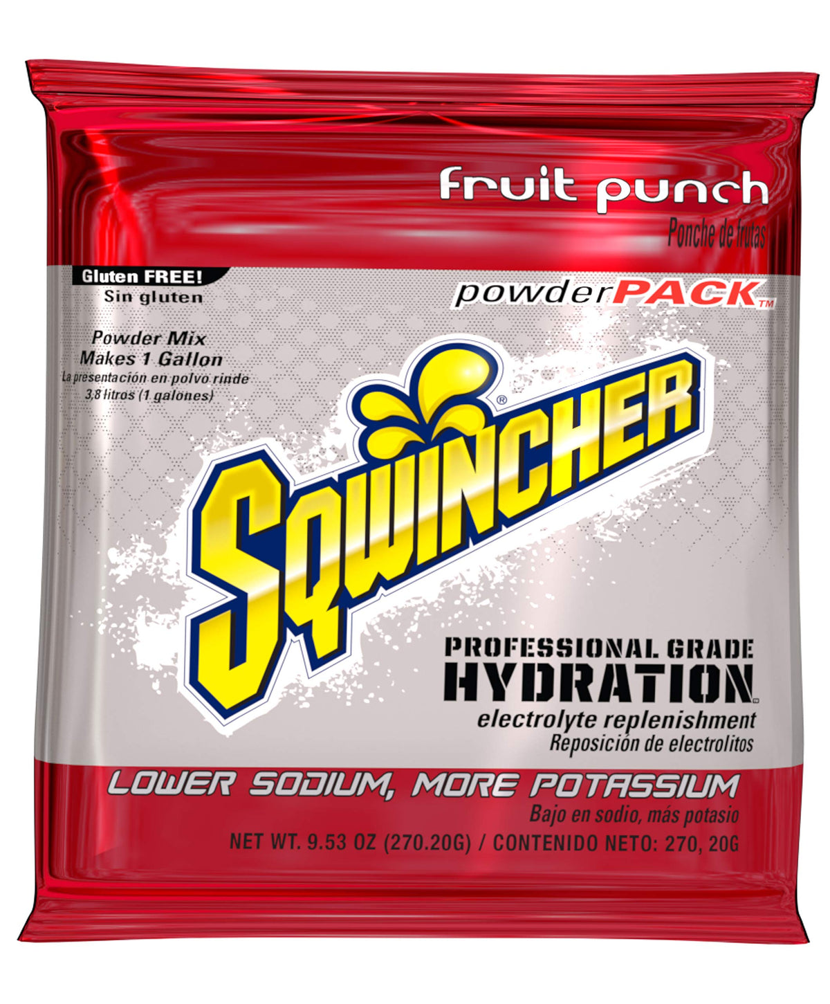 Sqwincher 016005-FP red concentrate pack, ready for rapid hydration in hot work environments.