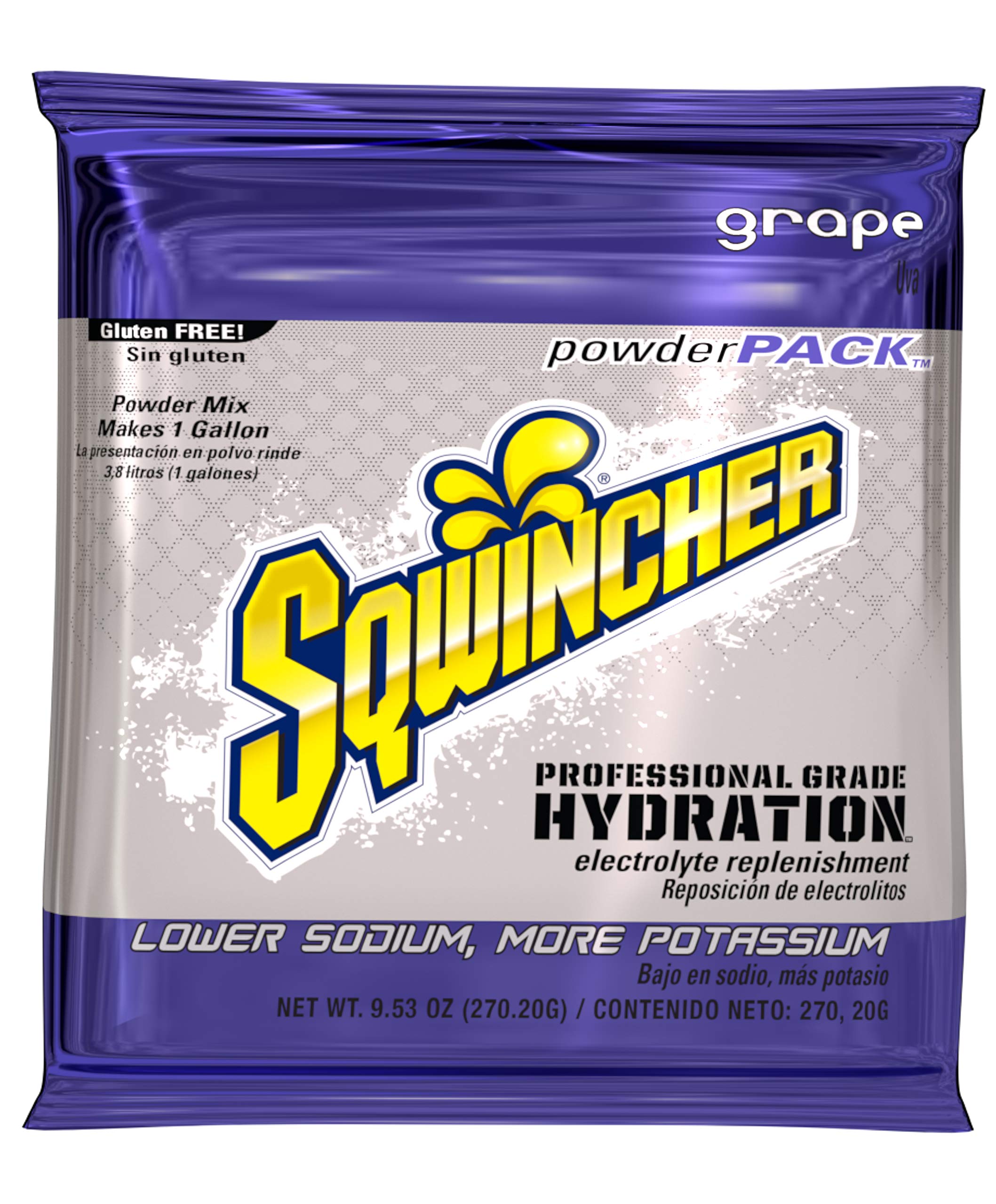 Sqwincher purple concentrate pack for easy hydration with a 1 gallon yield in hot work environments