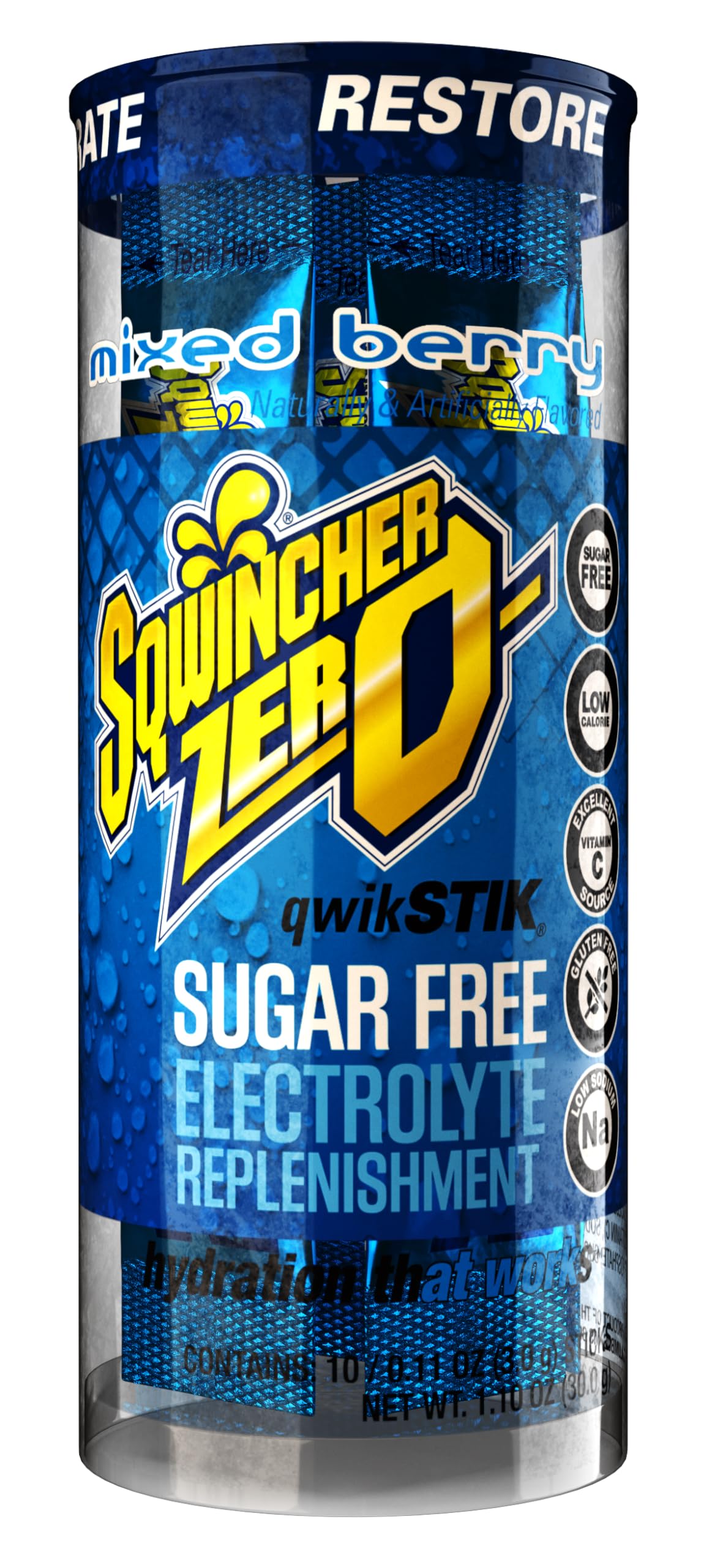 Sqwincher Zero Qwik Stik fruit punch packet for quick electrolyte-friendly hydration