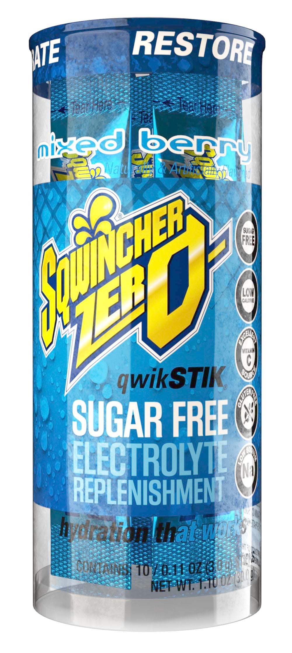 Sqwincher Zero Qwik Stik fruit punch packet for quick electrolyte-friendly hydration
