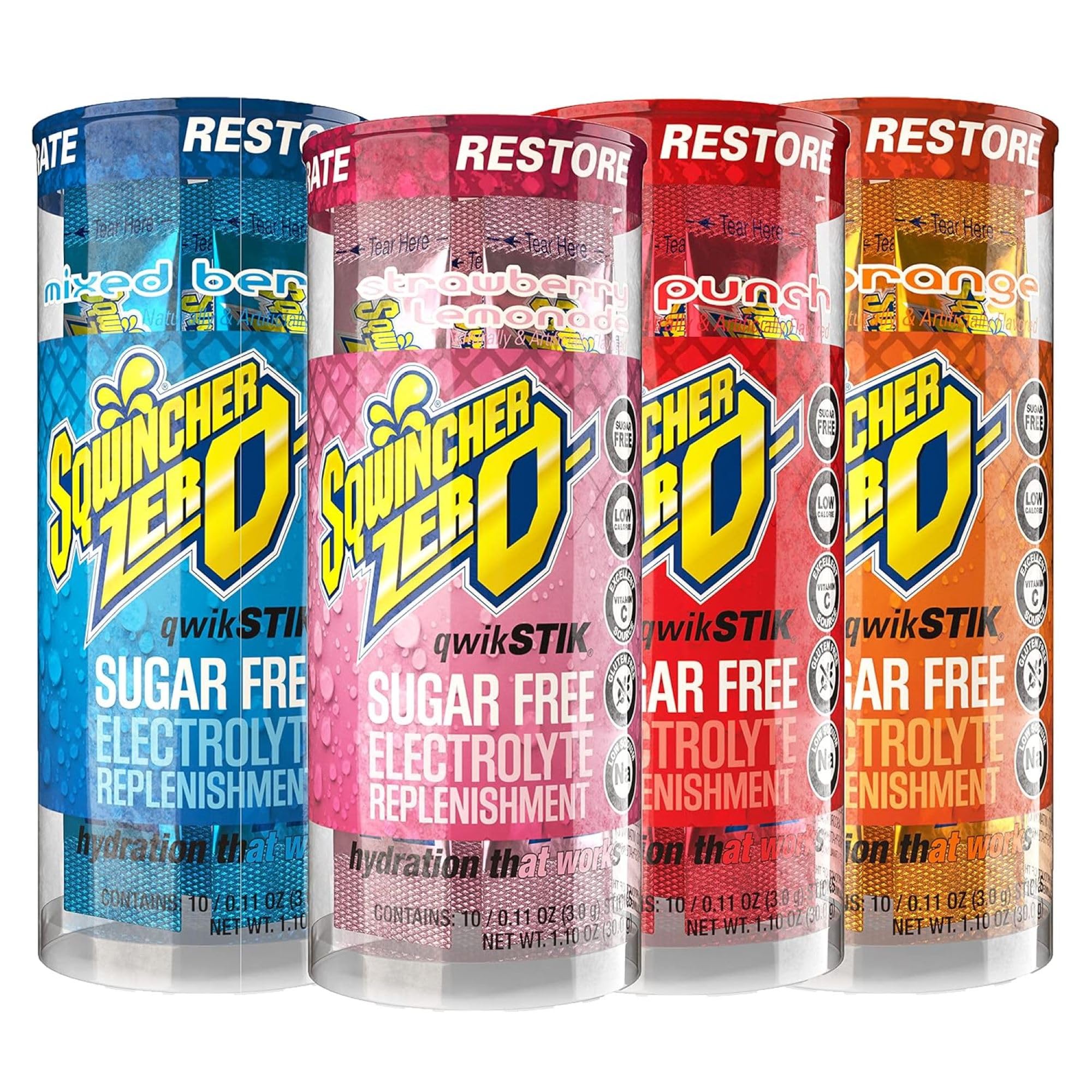 Sqwincher Zero Qwik Stik mixed berry packet for on-the-go hydration