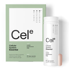 SRW Cel Essential bottle with capsules supports daily energy and overall wellness.