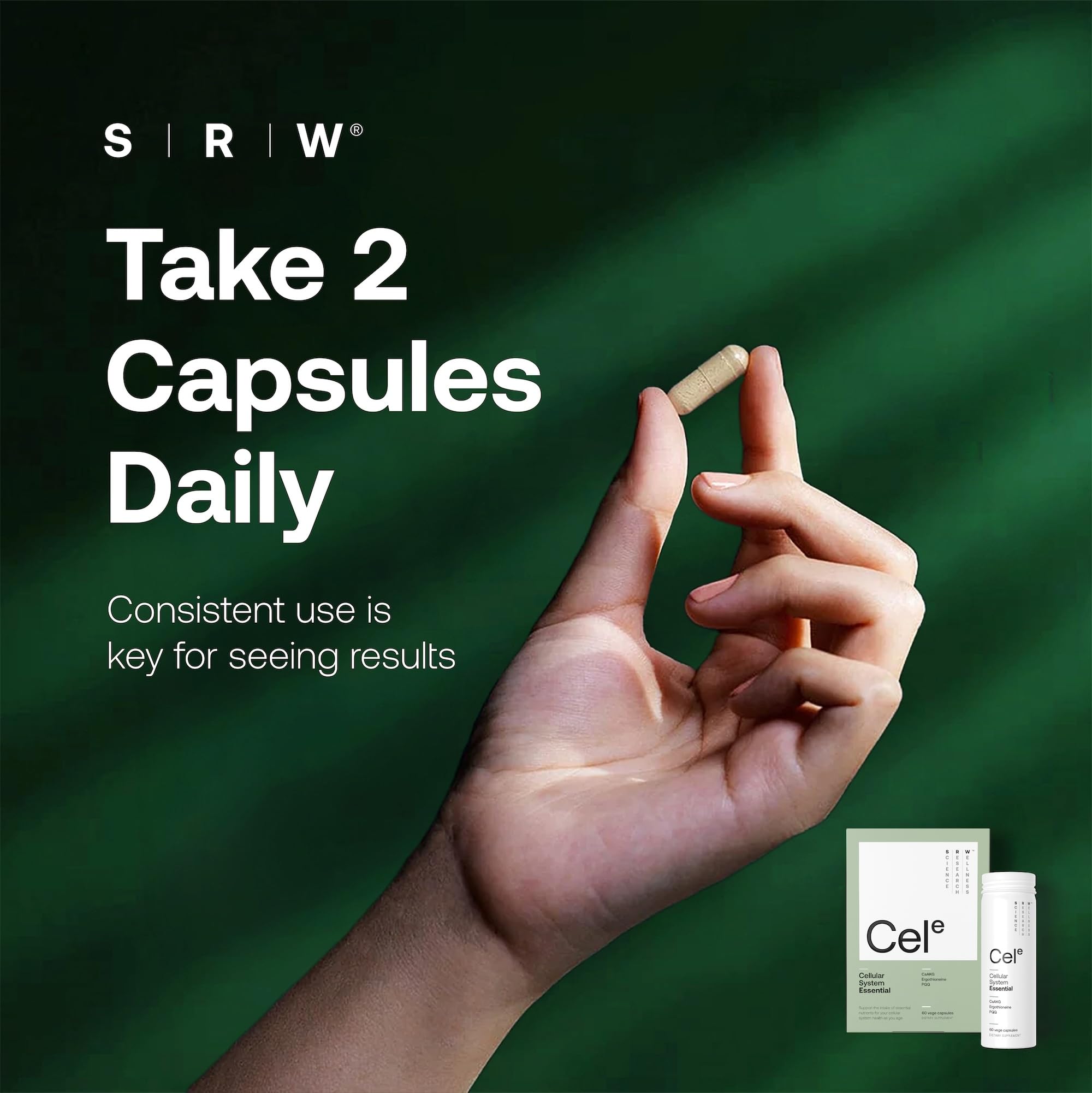 SRW Cel Essential science notes underline the research-backed formulation.