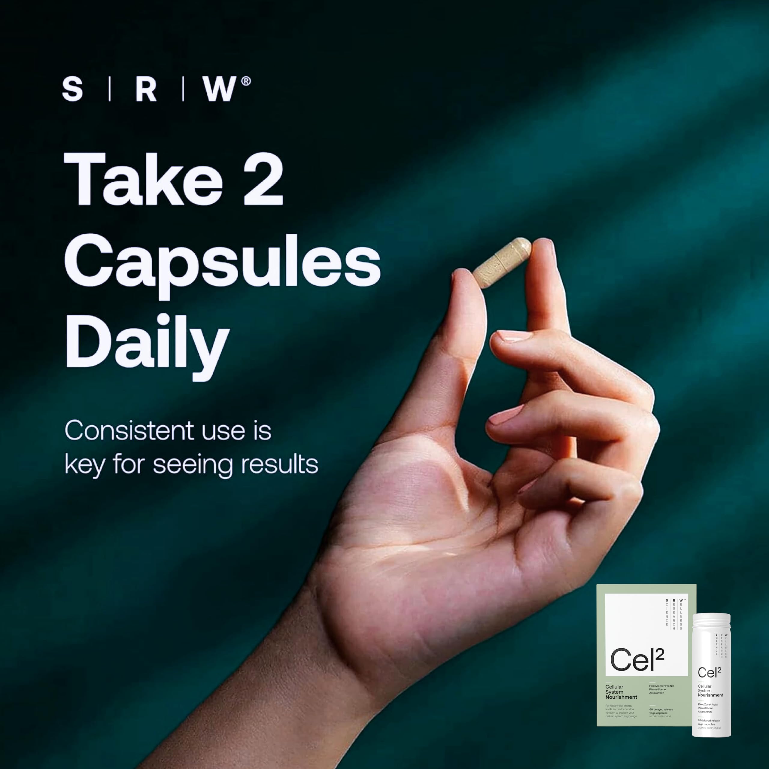 SRW Cel² Nourishment liposomal-delivery graphic demonstrates advanced absorption technology