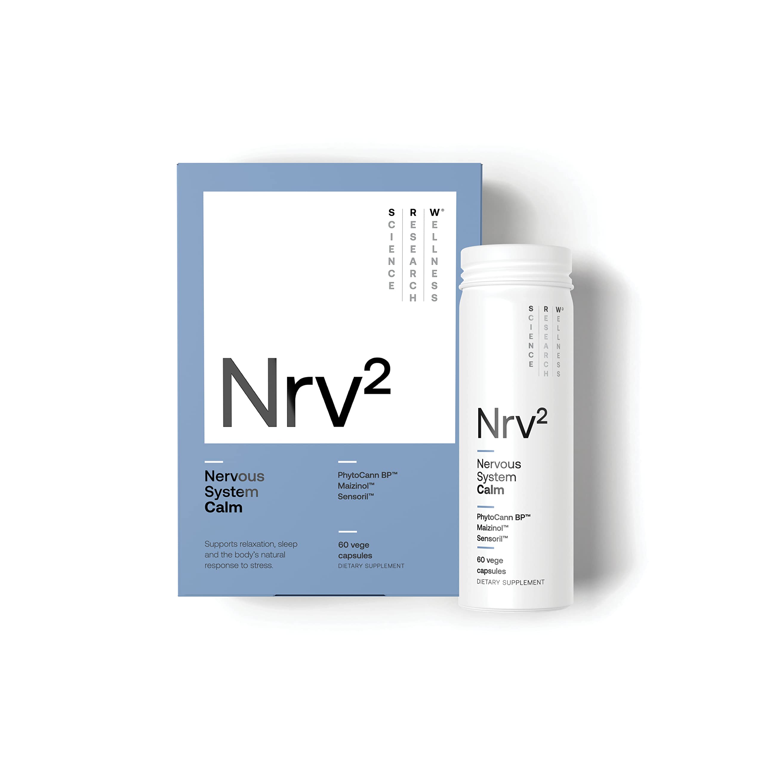 SRW Nrv² Calm bottle front for evening relaxation and stress support