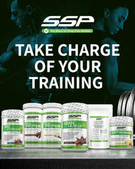 Glass of water with SSP Creatine Monohydrate dissolving smoothly.