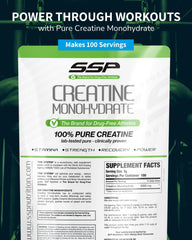 SSP Creatine Monohydrate poured into a glass for hydration during workouts.
